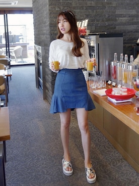 「ブルー x ホワイト」｜Miamasvinさん（レディース・161cm）の夏コーディネート