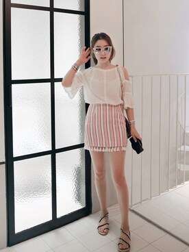 「 オフショルダー」｜Miamasvinさん（レディース・161cm）の夏コーディネート