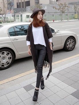 「ツバ広ハット」｜Miamasvinさん（レディース・161cm）の秋コーディネート