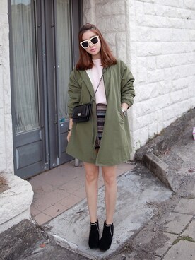 「アイテム（モッズコート）」を使った、Miamasvinさん（レディース・161cm）の秋コーディネート