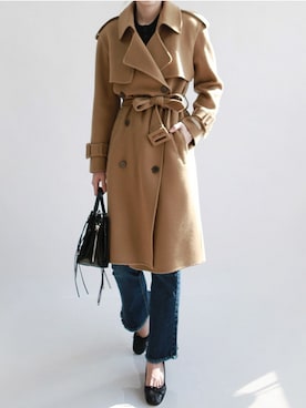 「アイテム（トレンチコート）」を使った、Miamasvinさん（レディース・161cm）の秋コーディネート