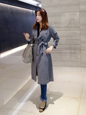 「アイテム（トレンチコート）」を使った、Miamasvinさん（レディース・161cm）の秋コーディネート
