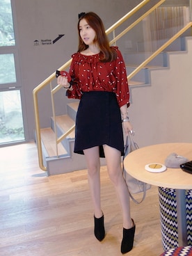 「コクーンスカート」｜Miamasvinさん（レディース・161cm）の秋コーディネート