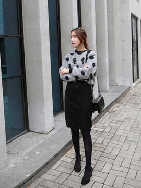 「グレー×ブラック」｜Miamasvinさん（レディース・161cm）の秋コーディネート
