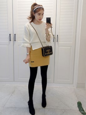 「ビジューニット」｜Miamasvinさん（レディース・161cm）の冬コーディネート