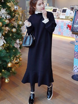 「 ロングワンピース」｜Miamasvinさん（レディース・161cm）の冬コーディネート