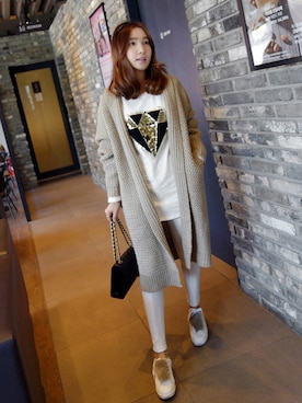 「ロングカーディガン」｜Miamasvinさん（レディース・161cm）の冬コーディネート