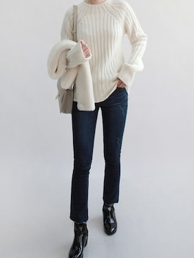 「インディゴデニム」｜Miamasvinさん（レディース・161cm）の冬コーディネート