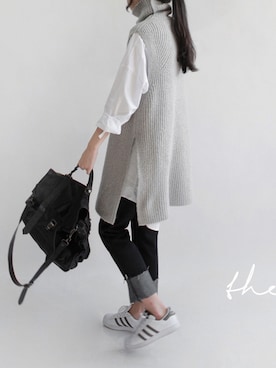 「インディゴデニム」｜Miamasvinさん（レディース・161cm）の冬コーディネート