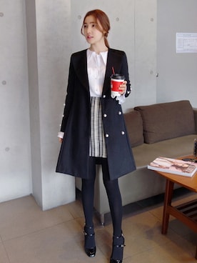 「 ストライプ」｜Miamasvinさん（レディース・161cm）の冬コーディネート