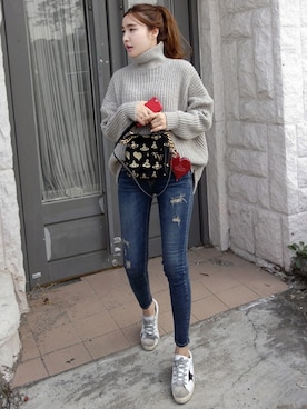 「フィッシャーマンニット」｜Miamasvinさん（レディース・161cm）の冬コーディネート