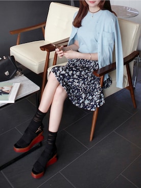 「アイテム（その他、ブルー系）」を使った、Miamasvinさん（レディース・161cm）の春コーディネート