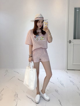 「 ハット」｜「アイテム（その他）」を使った、Miamasvinさん（レディース・161cm）の春コーディネート