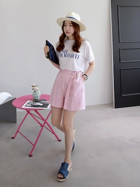 「 ハット」｜「アイテム（その他）」を使った、Miamasvinさん（レディース・161cm）の夏コーディネート