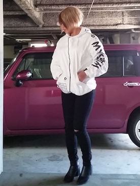 「UEG（ユーイージー）のアイテム」を使った、茶みこさん（レディース・165cm）の春コーディネート