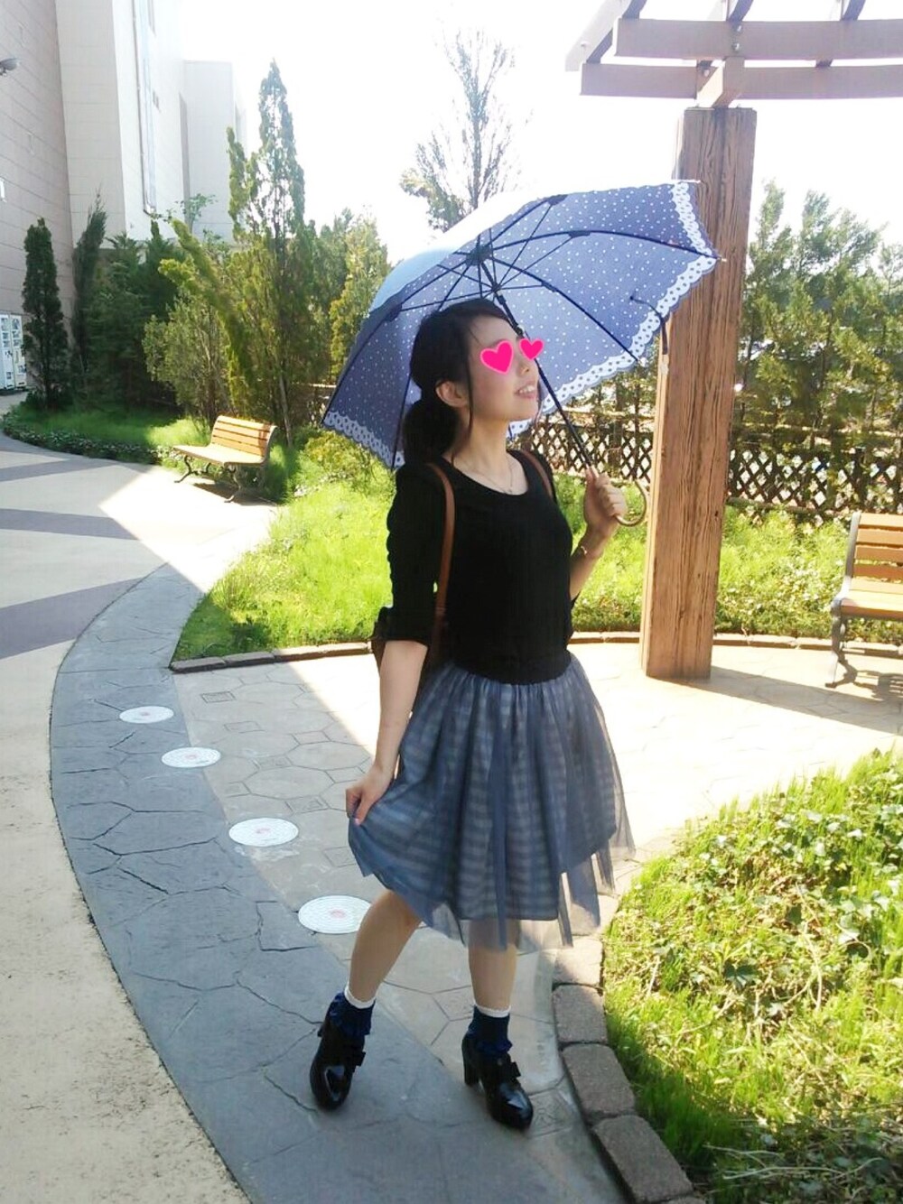 「チュールスカート、重ね履き、五分袖、リバーシブルスカート、イオン、パン食べ放題」｜「PROPORTION BODY DRESSINGのアイテム（スカート、グレー系）」を使った、minaさん（レディース・150cm）の春コーディネートの1枚目の写真