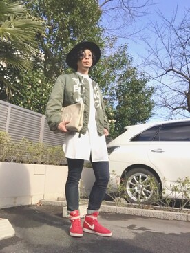 「丸サングラス」｜「アイテム（スタジャン）」を使った、Yasuyoshiii!!!さん（メンズ・174cm）の冬コーディネート
