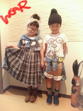 「GASBAG（ガスバッグ）のアイテム」を使った、rikumihiさん（キッズ・126cm）の秋コーディネート