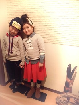 「ミネトンカブーツ」｜rikumihiさん（キッズ・126cm）の冬コーディネート