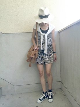 「ZARA（ザラ）のアイテム（オールインワン・サロペット）」を使った、mi0808さん（レディース・163cm）の夏コーディネート