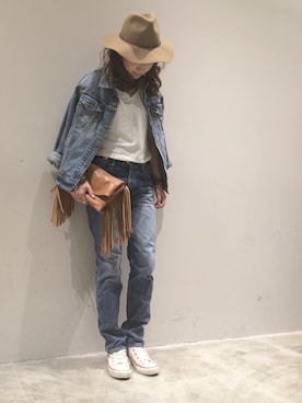 「Ungrid（アングリッド）の 【Casual】ｳﾞｨﾝﾃｰｼﾞGｼﾞｬﾝ （デニムジャケット）」を使った、mi0808さん（レディース・163cm）の秋コーディネート