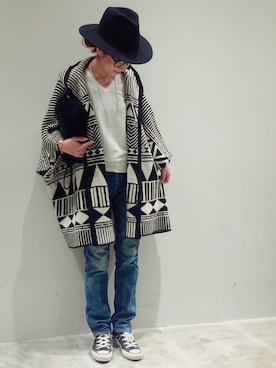 「BLISS POINT（ブリスポイント）のアイテム（その他アウター）」を使った、mi0808さん（レディース・163cm）の秋コーディネート