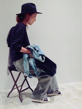 「Ungrid（アングリッド）の 【Casual】ｳﾞｨﾝﾃｰｼﾞGｼﾞｬﾝ （デニムジャケット）」を使った、mi0808さん（レディース・163cm）の秋コーディネート