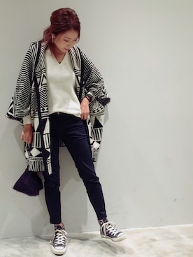 「BLISS POINT（ブリスポイント）のアイテム（その他アウター）」を使った、mi0808さん（レディース・163cm）の秋コーディネート