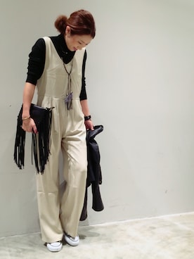 「A part by（アパートバイ）のアイテム（オールインワン・サロペット）」を使った、mi0808さん（レディース・163cm）の冬コーディネート