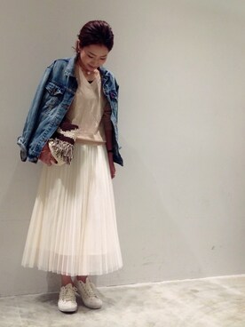 「Ungrid（アングリッド）の 【Casual】ｳﾞｨﾝﾃｰｼﾞGｼﾞｬﾝ （デニムジャケット）」を使った、mi0808さん（レディース・163cm）の春コーディネート