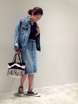 「Ungrid（アングリッド）の 【Casual】ｳﾞｨﾝﾃｰｼﾞGｼﾞｬﾝ （デニムジャケット）」を使った、mi0808さん（レディース・163cm）の春コーディネート