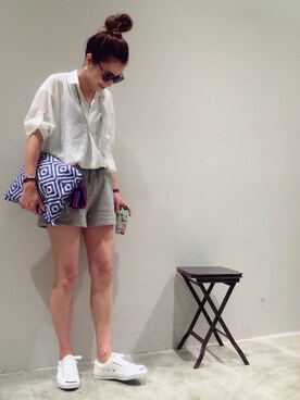 「CONVERSE（コンバース）のCONVERSE コンバース ジャック パーセル / JACK PURCEL（スニーカー）」を使った、mi0808さん（レディース・163cm）の夏コーディネート