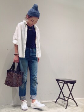 「CONVERSE（コンバース）のCONVERSE コンバース ジャック パーセル / JACK PURCEL（スニーカー）」を使った、mi0808さん（レディース・163cm）の夏コーディネート