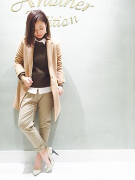 「Another Edition」｜「アイテム（チェスターコート）」を使った、MIYAMAEさん（レディース・156cm）の秋コーディネート