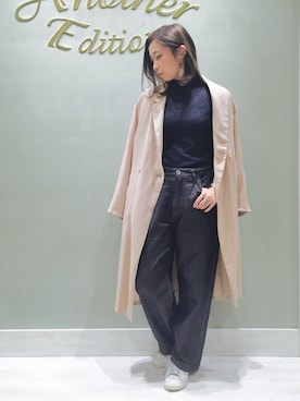 「Another Edition」｜「アイテム（チェスターコート）」を使った、MIYAMAEさん（レディース・156cm）の春コーディネート