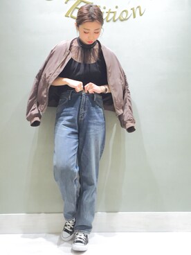 「Another Edition」｜「アイテム（ミリタリージャケット）」を使った、MIYAMAEさん（レディース・156cm）の春コーディネート