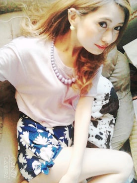 「アイテム（アクセサリー、パープル系）」を使った、N175cmさん（レディース・175cm）の夏コーディネート