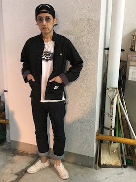 「BRIXTON（ブリクストン）のアイテム（キーケース/キーアクセサリー）」を使った、yo-1さん（メンズ・176cm）の夏コーディネート