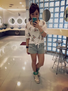 「shorts」｜「アイテム（財布/小物）」を使った、MiCkEy🐭さん（レディース・150cm）の夏コーディネート