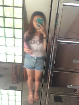 「jeans (shorts)のアイテム（その他パンツ、その他）」を使った、MiCkEy🐭さん（レディース・150cm）の夏コーディネート