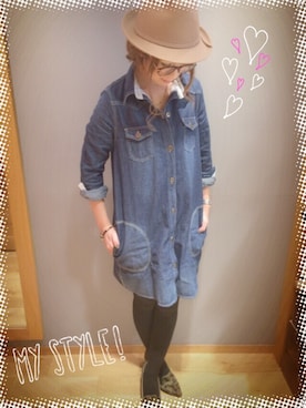 「Bou Jeloud（ブージュルード）のアイテム（シャツワンピース）」を使った、Tomomi Imaiさん（レディース・162cm）の秋コーディネート