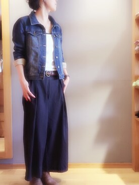 「Bou Jeloud（ブージュルード）のアイテム（デニムジャケット）」を使った、Tomomi Imaiさん（レディース・162cm）の秋コーディネート