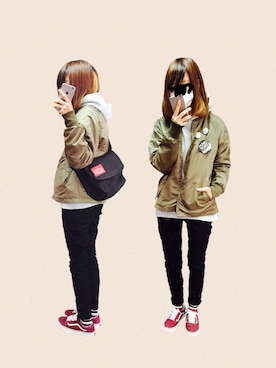 「old skool」｜「アイテム（ブルゾン）」を使った、しらたきさん（レディース・161cm）の冬コーディネート