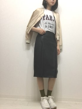「アイテム（レッグウェア、グリーン系）」を使った、かじぃさん（レディース・168cm）の秋コーディネート