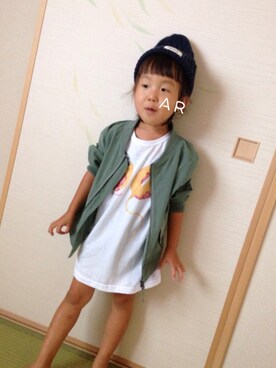 「no brand（ノーブランド）のアイテム（ミリタリージャケット）」を使った、anjairさん（キッズ・100cm）の夏コーディネート