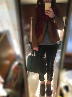 「NANO universe（ナノユニバース）のアイテム（ブーティ）」を使った、Naさん（レディース・152cm）の冬コーディネート