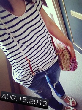 「Ungrid（アングリッド）のアイテム（サスペンダー）」を使った、yuuuuk☺︎さん（レディース・160cm）の夏コーディネート