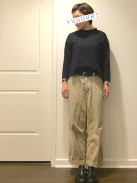 「MASTER&Co（マスターアンドコー）のアイテム（チノパンツ）」を使った、yuuuuri◡̈*さん（レディース・168cm）の冬コーディネート