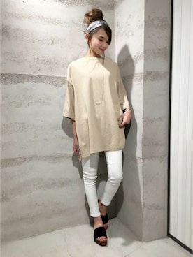 「白スキニー」｜JEANASIS 静岡パルコ店STAFFさん（レディース・162cm）の春コーディネート