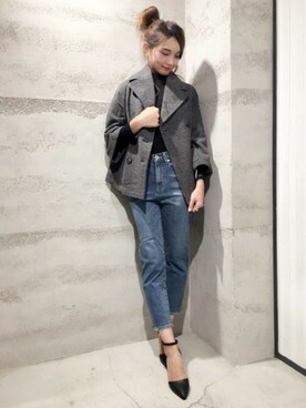 「JEANASIS（ジーナシス）のアイテム（ピーコート）」を使った、JEANASIS 静岡パルコ店STAFFさん（レディース・163cm）の秋コーディネート